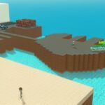 Building the Kobe Metaverse - Voxel Harbor Foundation A foundational scene of Building the Kobe Metaverse in The Sandbox, showing the first blocks of blue harbor water, character-filled piers, and the emerging urban grid of kodiad.