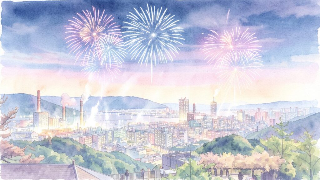 A professional Kobe art piece showcasing the shimmering night view from Mt. Rokko, serving as a creative blueprint for the Kobe Metaverse on The Sandbox.
