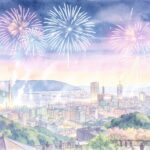 A professional Kobe art piece showcasing the shimmering night view from Mt. Rokko, serving as a creative blueprint for the Kobe Metaverse on The Sandbox.