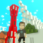 A vibrant view of Meriken Park in the Kobe metaverse featuring the red KOBE Tower and the Monster Museum.